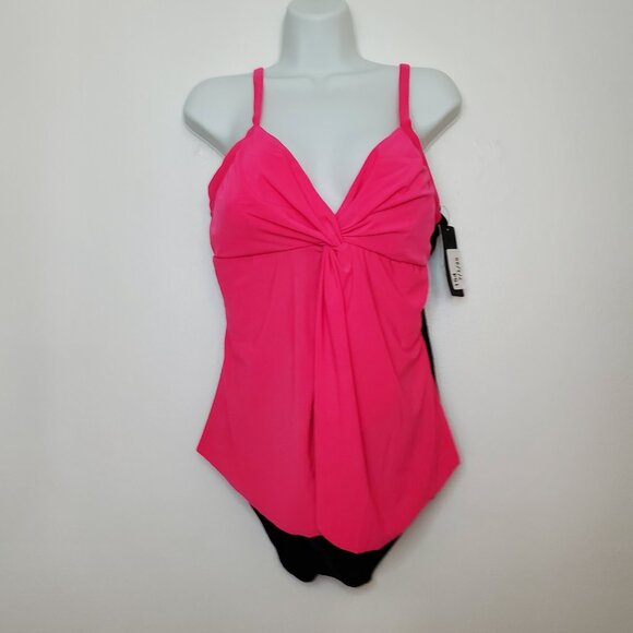 Aqua Green Women's One Piece Swimsuit Swimwear UPF 50+ Pink XL Draped - Picture 3 of 8